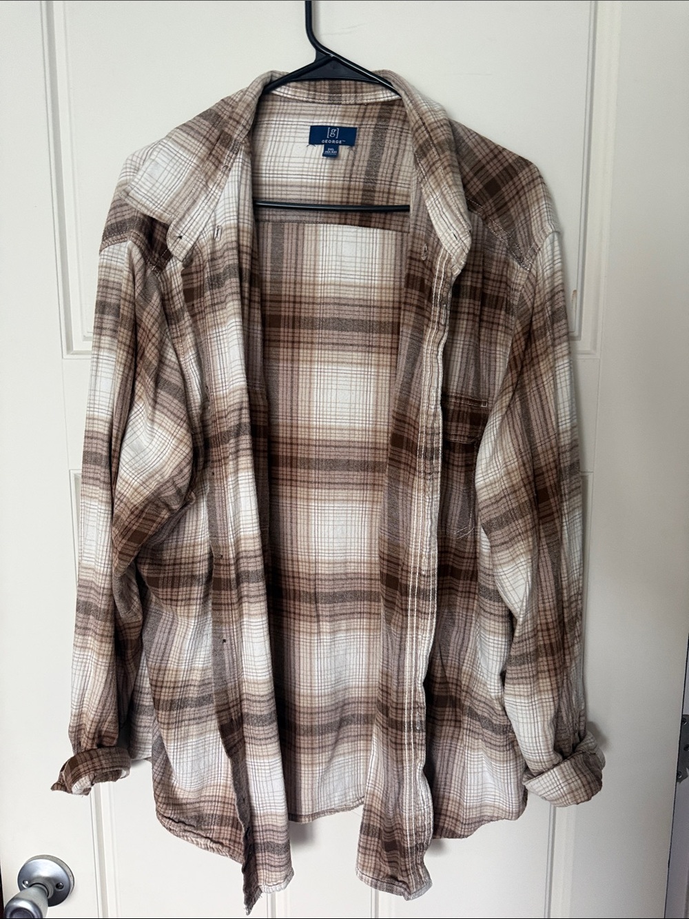 George Brown and Cream Plaid Lightweight flannel shirt